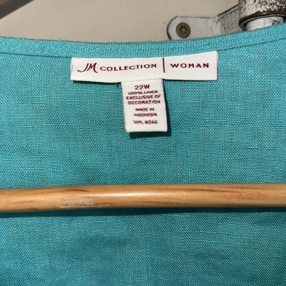 Jam collection shirt Turquoise Embroidered Tunic Top 22W NEW slit sides - Picture 2 of 5